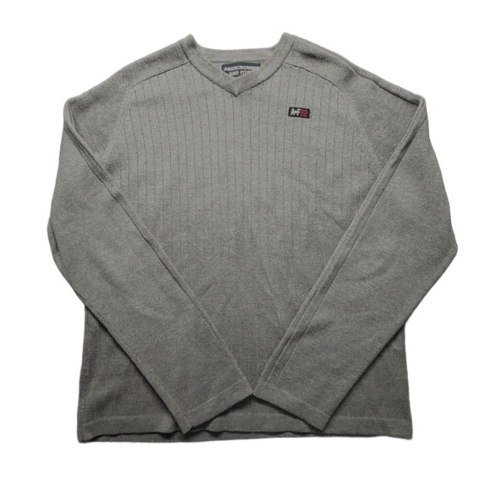 Vintage Abercrombie & Fitch AF92 Sweater Mens XL V-Neck Gray Logo